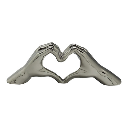 Διακοσμητικό ArteLibre Χέρια Σχηματίζουν Καρδιά Ασημί Κεραμικό 10x45x15cm - Hippiehome.gr