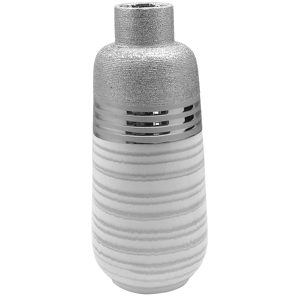 Βάζο ArteLibre Ασημί/Λευκό Κεραμικό 13x13x31cm - Hippiehome.gr