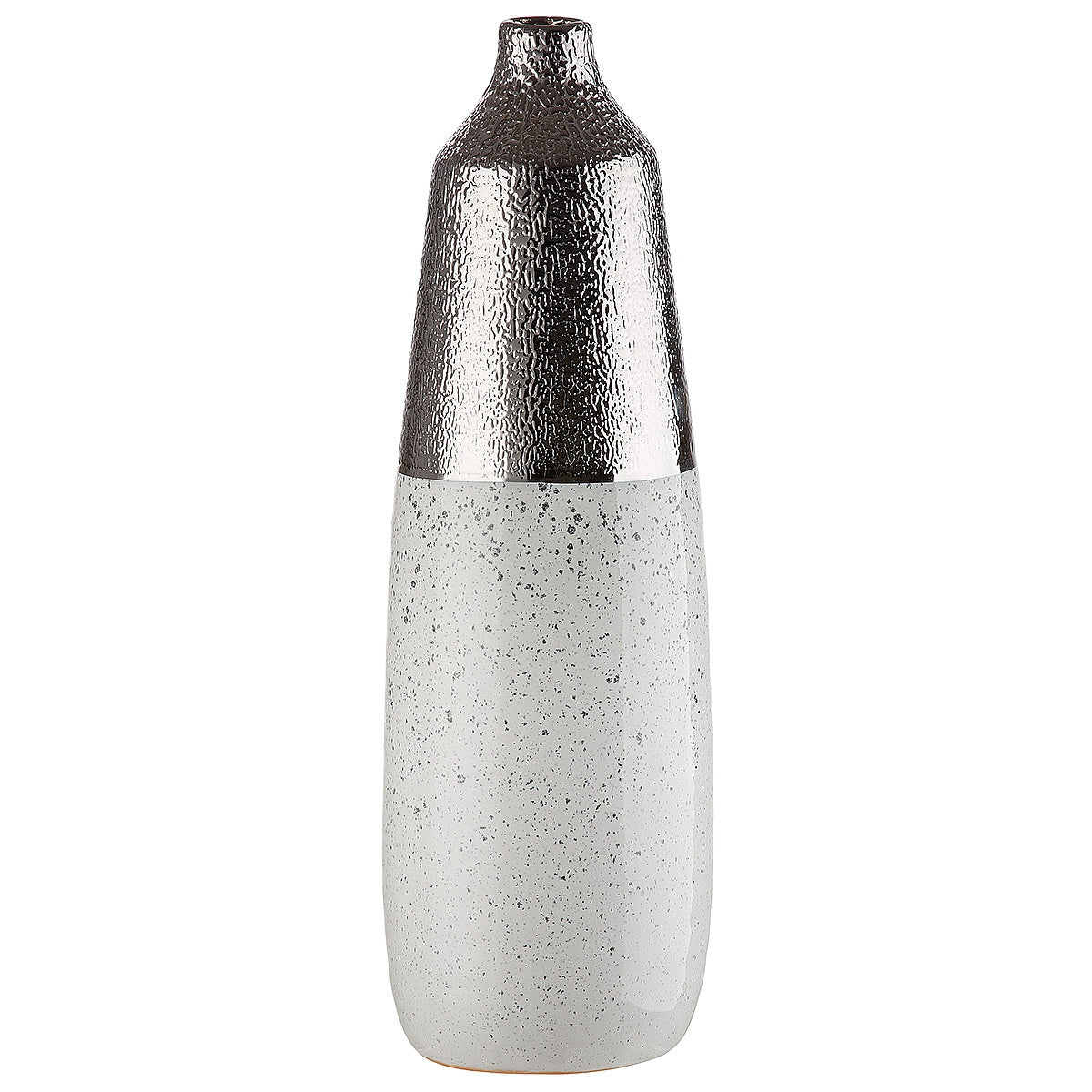 Βάζο ArteLibre Ασημί/Λευκό Κεραμικό 12.5x12.5x37.5cm - Hippiehome.gr