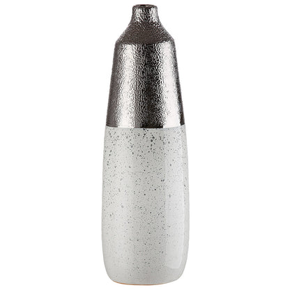 Βάζο ArteLibre Ασημί/Λευκό Κεραμικό 12.5x12.5x37.5cm - Hippiehome.gr