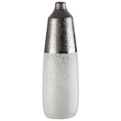 Βάζο ArteLibre Ασημί/Λευκό Κεραμικό 12.5x12.5x37.5cm - Hippiehome.gr