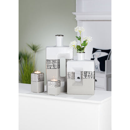 Θήκη Ρεσώ ArteLibre Λευκό/Ασημί Κεραμικό 6.5x6.5x9cm - Hippiehome.gr