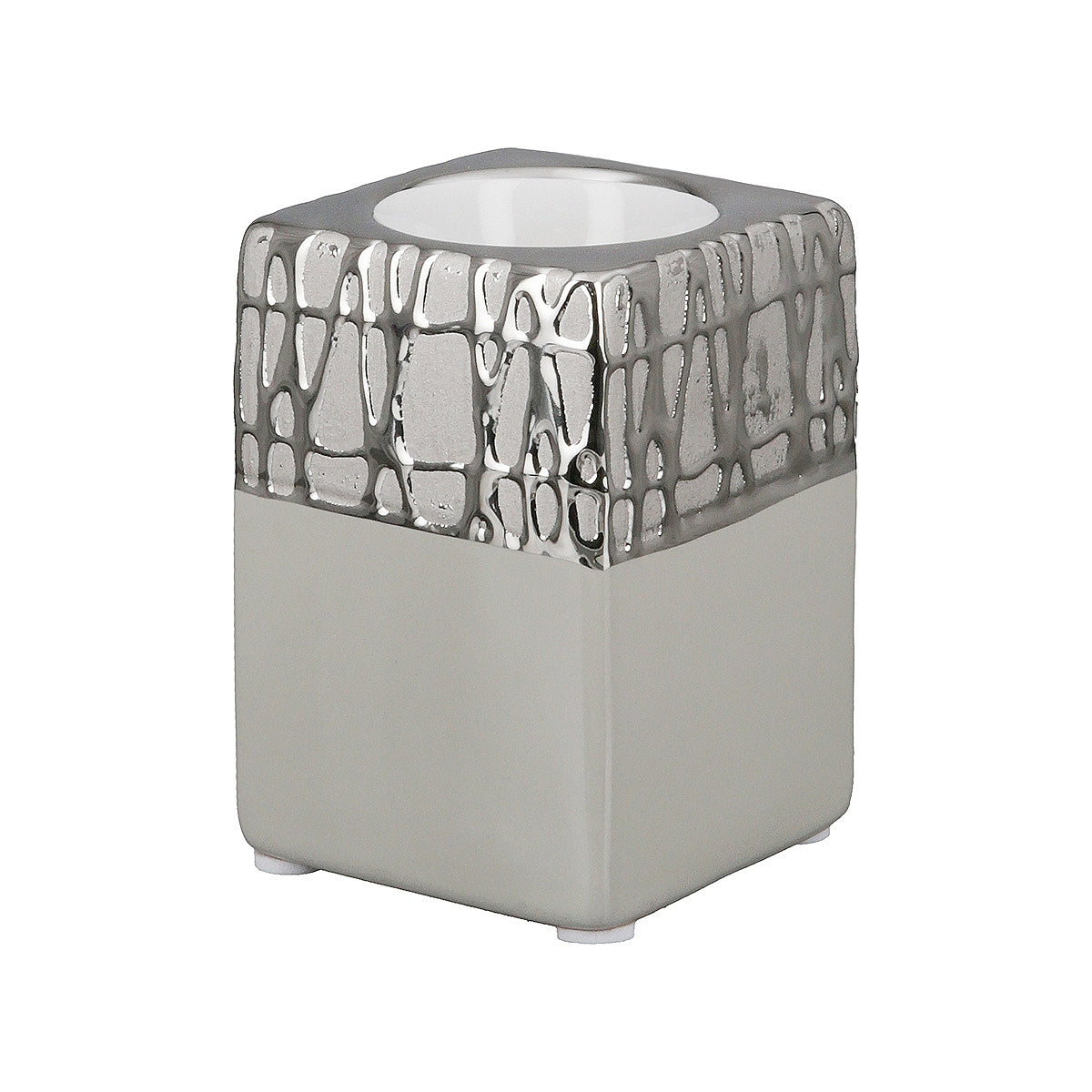 Θήκη Ρεσώ ArteLibre Λευκό/Ασημί Κεραμικό 6.5x6.5x9cm - Hippiehome.gr