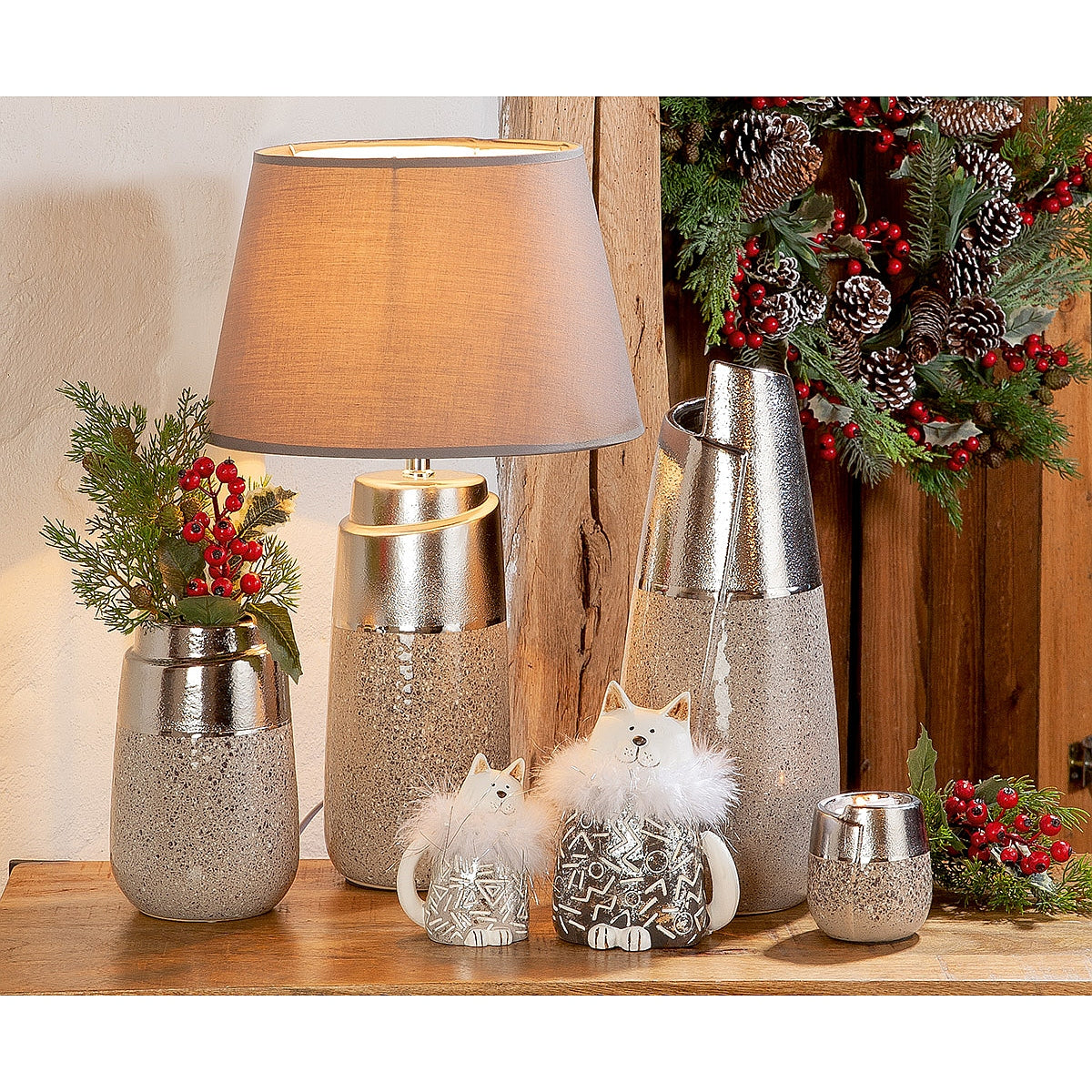 Βάζο ArteLibre Ασημί/Γκρι Κεραμικό 12x12x19.5cm - Hippiehome.gr