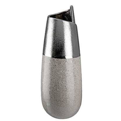 Βάζο ArteLibre Ασημί/Γκρι Κεραμικό 12.5x12.5x28cm - Hippiehome.gr