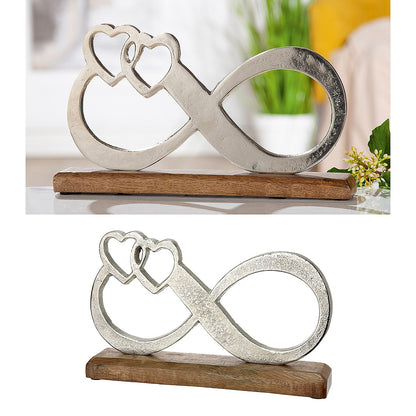 Διακοσμητικό ArteLibre Άπειρο Σε Βάση Ασημί/Φυσικό Αλουμίνιο/Ξύλο 5x32.5x19cm - Hippiehome.gr