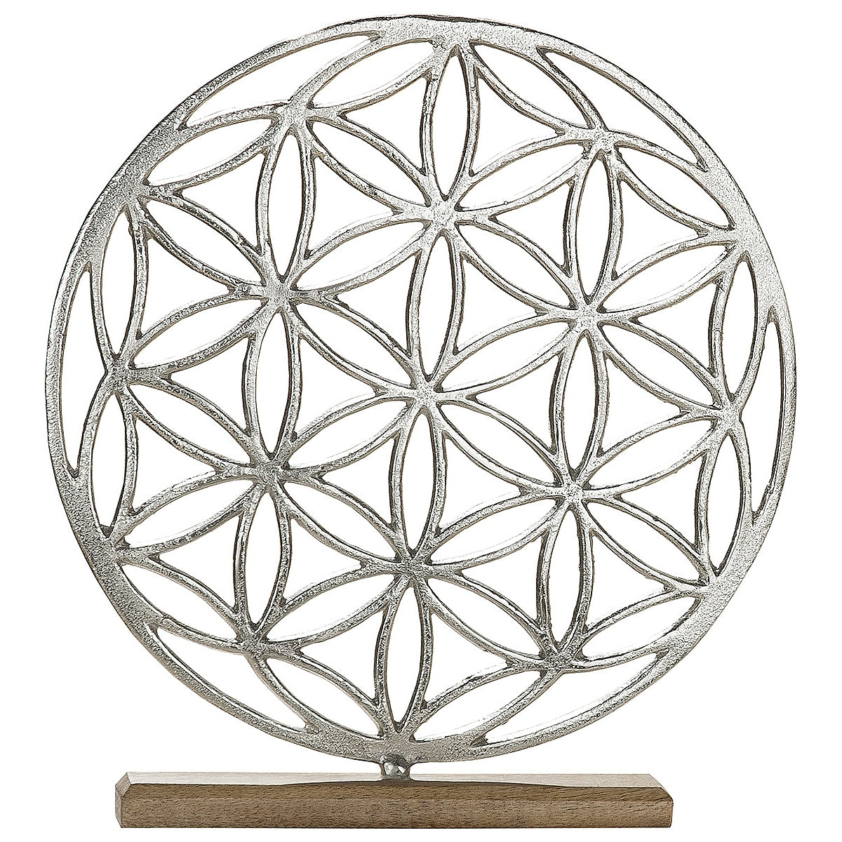 Διακοσμητικό ArteLibre Λουλούδι Σε Βάση Ασημί/Φυσικό Αλουμίνιο/Ξύλο 30x5x44.5cm - Hippiehome.gr