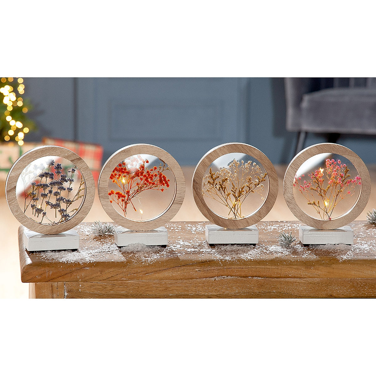 Διακοσμητικό ArteLibre Κύκλος Με Αποξηραμένα Άνθη Φωτιζόμενο LED Φυσικό MDF/Ξύλο 5.5x14.5x17cm Σε 4 Σχέδια - Hippiehome.gr