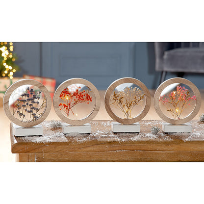 Διακοσμητικό ArteLibre Κύκλος Με Αποξηραμένα Άνθη Φωτιζόμενο LED Φυσικό MDF/Ξύλο 5.5x14.5x17cm Σε 4 Σχέδια - Hippiehome.gr