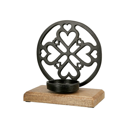 Θήκη Ρεσώ ArteLibre Με Διακοσμητικό Κύκλο Σε Βάση Μαύρο/Φυσικό Αλουμίνιο/Ξύλο 10x18x20cm Σε 3 Σχέδια - Hippiehome.gr