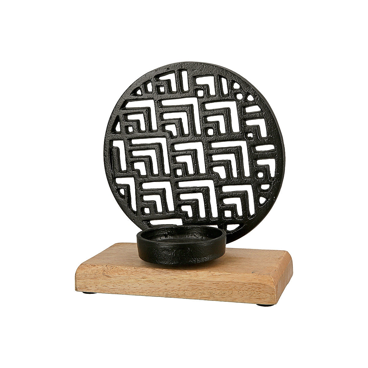 Θήκη Ρεσώ ArteLibre Με Διακοσμητικό Κύκλο Σε Βάση Μαύρο/Φυσικό Αλουμίνιο/Ξύλο 10x18x20cm Σε 3 Σχέδια - Hippiehome.gr