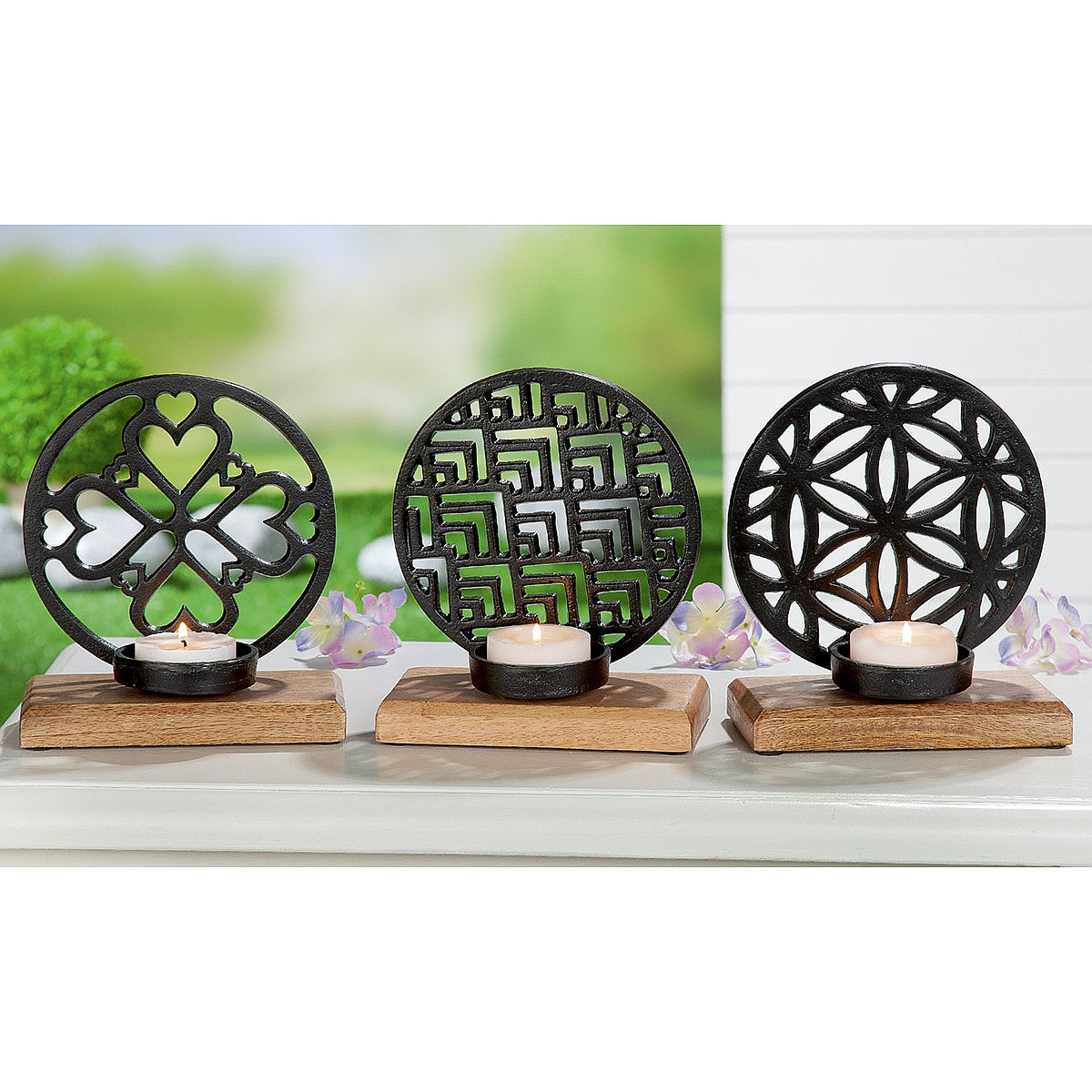 Θήκη Ρεσώ ArteLibre Με Διακοσμητικό Κύκλο Σε Βάση Μαύρο/Φυσικό Αλουμίνιο/Ξύλο 10x18x20cm Σε 3 Σχέδια - Hippiehome.gr