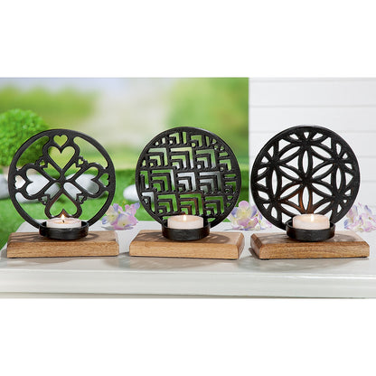 Θήκη Ρεσώ ArteLibre Με Διακοσμητικό Κύκλο Σε Βάση Μαύρο/Φυσικό Αλουμίνιο/Ξύλο 10x18x20cm Σε 3 Σχέδια - Hippiehome.gr