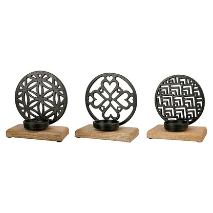 Θήκη Ρεσώ ArteLibre Με Διακοσμητικό Κύκλο Σε Βάση Μαύρο/Φυσικό Αλουμίνιο/Ξύλο 10x18x20cm Σε 3 Σχέδια - Hippiehome.gr