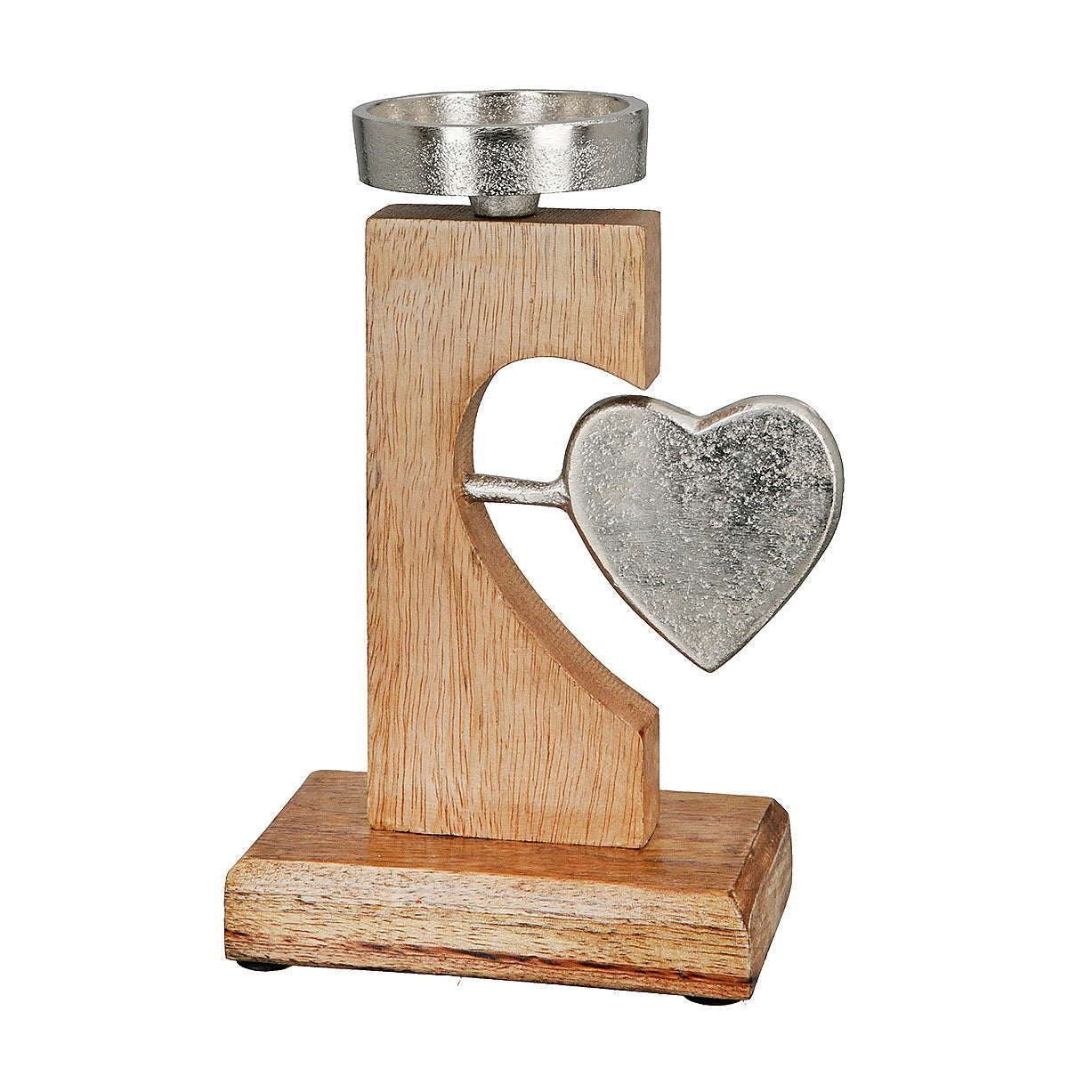 Θήκη Ρεσώ ArteLibre Καρδιές Φυσικό/Ασημί Ξύλο/Αλουμίνιο 8x15x20cm - Hippiehome.gr