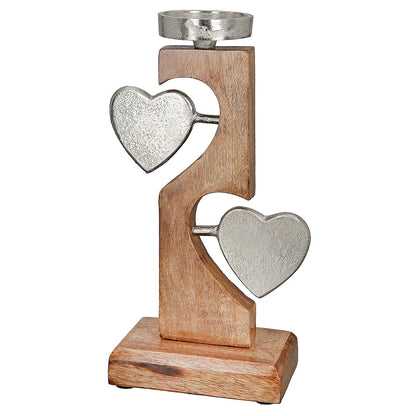 Θήκη Ρεσώ ArteLibre Καρδιές Φυσικό/Ασημί Ξύλο/Αλουμίνιο 8x13x28cm - Hippiehome.gr