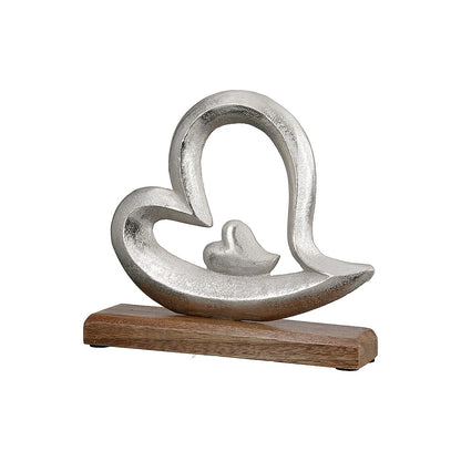 Διακοσμητικό ArteLibre Καρδιά Σε Βάση Ασημί/Φυσικό Αλουμίνιο/Ξύλο 5x20x20cm - Hippiehome.gr