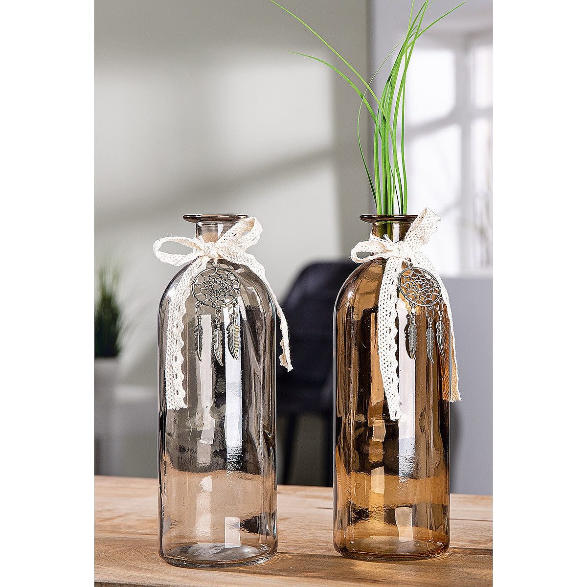 Βάζο ArteLibre Μπουκάλι Γυαλί 7x20.5cm Σε 2 Χρώματα - Hippiehome.gr