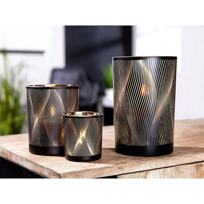 Θήκη Ρεσώ ArteLibre Γραμμές Μαύρο Γυαλί 18cm - Hippiehome.gr