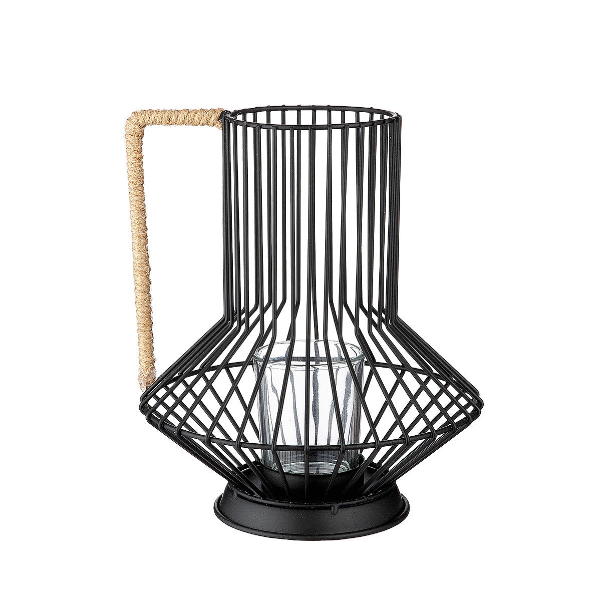 Κηροπήγιο ArteLibre Με Χερούλι Μαύρο/Φυσικό Μέταλλο 19.5cm - Hippiehome.gr