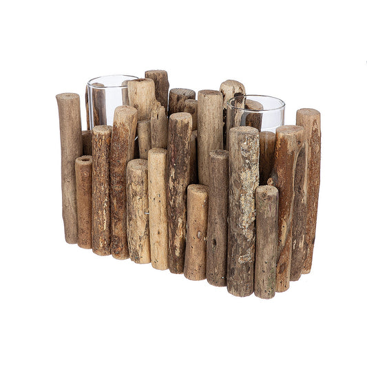 Διακοσμητικό ArteLibre Σύνθεση Βάζα Σε Ξύλα Φυσικό Ξύλο 9x25x19cm - Hippiehome.gr