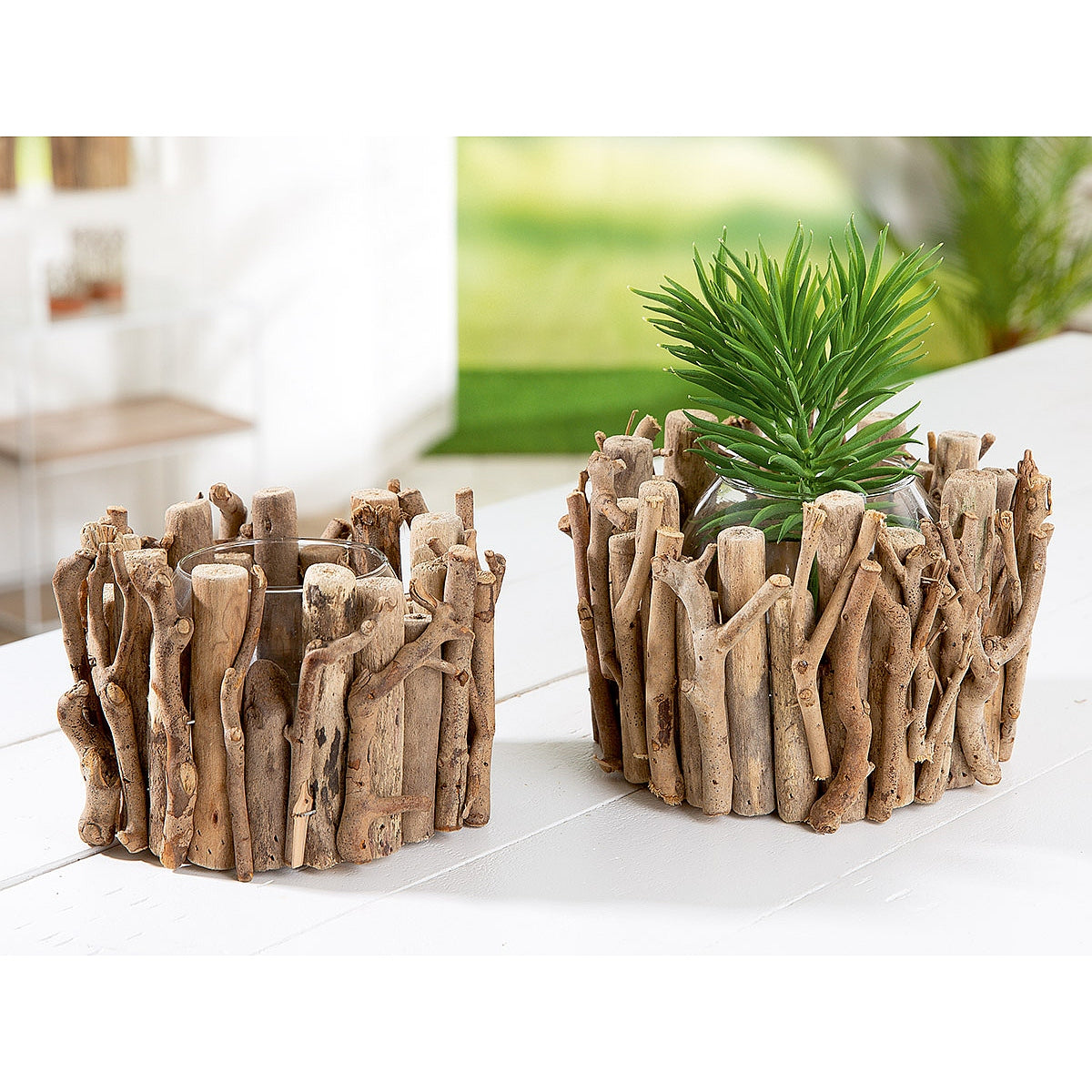 Διακοσμητικό ArteLibre Σύνθεση Βάζο ArteLibre Σε Ξύλα Φυσικό Ξύλο 12cm - Hippiehome.gr