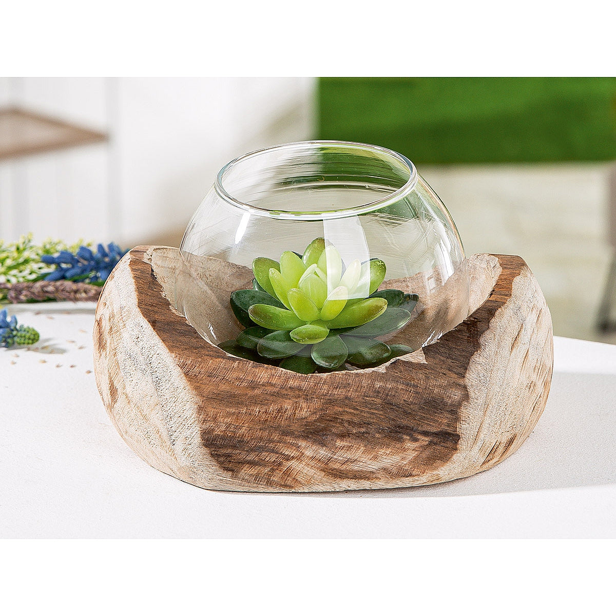 Διακοσμητικό Σύνθεση Βάζο Σε Ξύλο Φυσικό Ξύλο 15x18x11cm - Hippiehome.gr