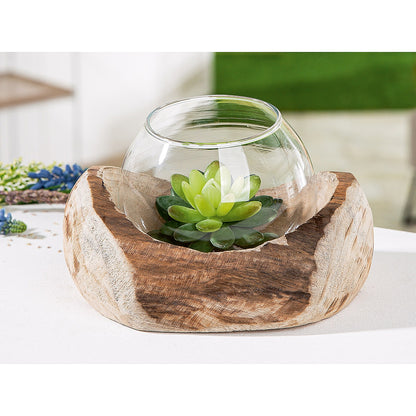 Διακοσμητικό Σύνθεση Βάζο Σε Ξύλο Φυσικό Ξύλο 15x18x11cm - Hippiehome.gr