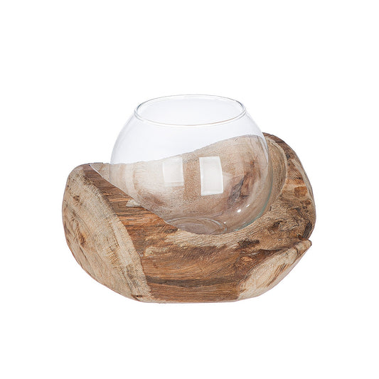 Διακοσμητικό Σύνθεση Βάζο Σε Ξύλο Φυσικό Ξύλο 15x18x11cm - Hippiehome.gr