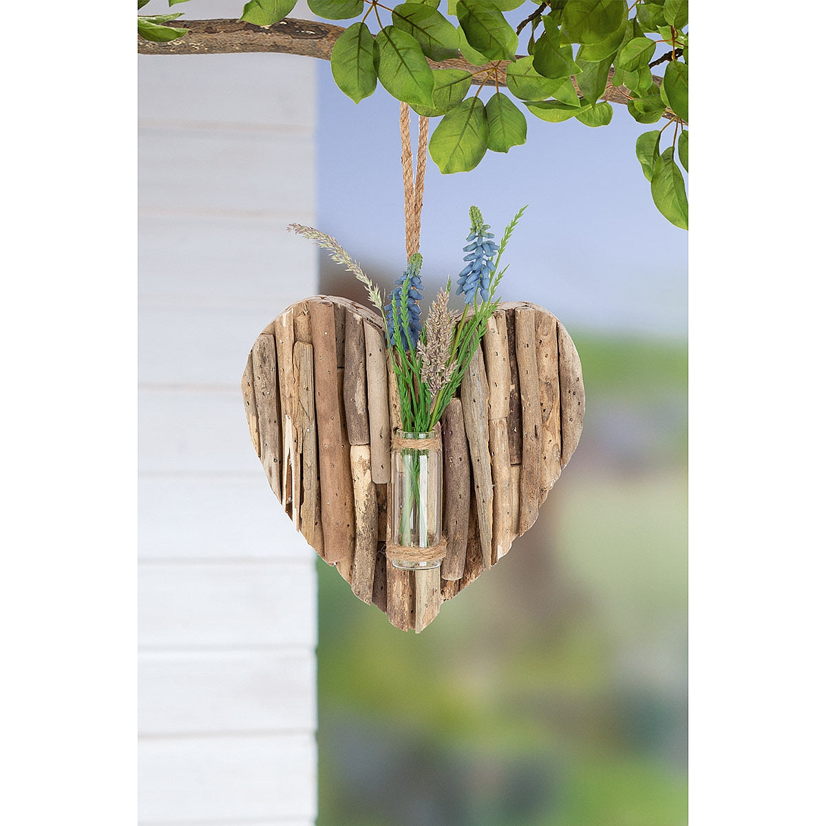 Διακοσμητικό Κρεμαστό ArteLibre Καρδιά Με Δοκιμαστικό Σωλήνα Φυσικό Ξύλο 3.5x21x22cm - Hippiehome.gr