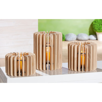 Κηροπήγιο ArteLibre Φυσικό/Διάφανο Ξύλο/Γυαλί 13cm - Hippiehome.gr