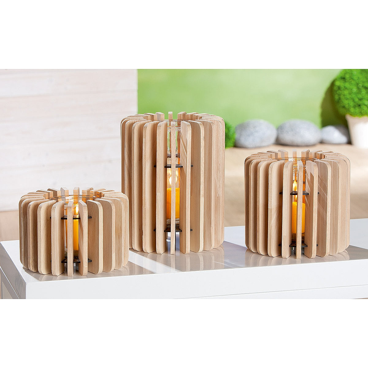 Κηροπήγιο ArteLibre Φυσικό/Διάφανο Ξύλο/Γυαλί 18cm - Hippiehome.gr