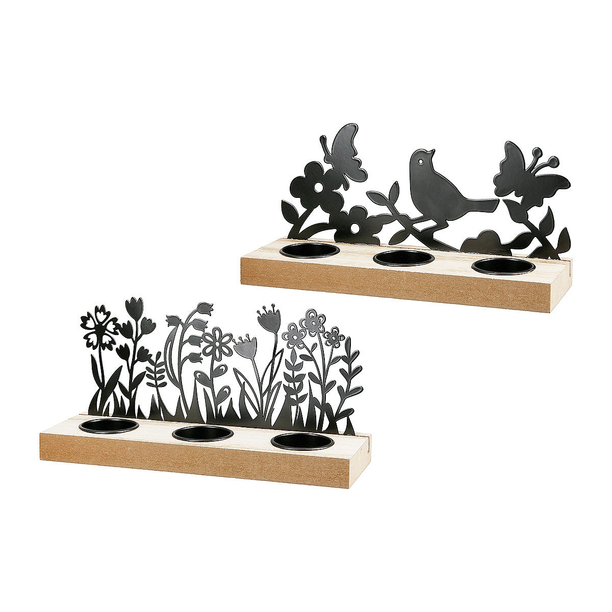 Θήκη Ρεσώ ArteLibre 3θέσια Με Διακόσμηση Μαύρο/Φυσικό Μέταλλο/Ξύλο 7.5x24x10.5cm - Hippiehome.gr