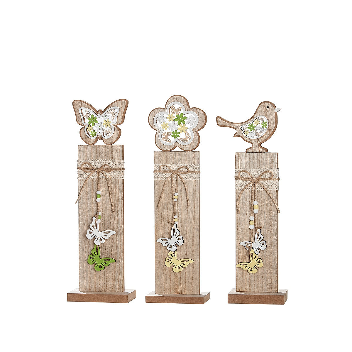 Διακοσμητικό ArteLibre Σταντ Με Πουλί/Λουλούδι/Πεταλούδα Φυσικό MDF 8x12x43cm Σε 3 Σχέδια - Hippiehome.gr