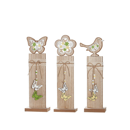 Διακοσμητικό ArteLibre Σταντ Με Πουλί/Λουλούδι/Πεταλούδα Φυσικό MDF 9x15x49cm Σε 3 Σχέδια - Hippiehome.gr
