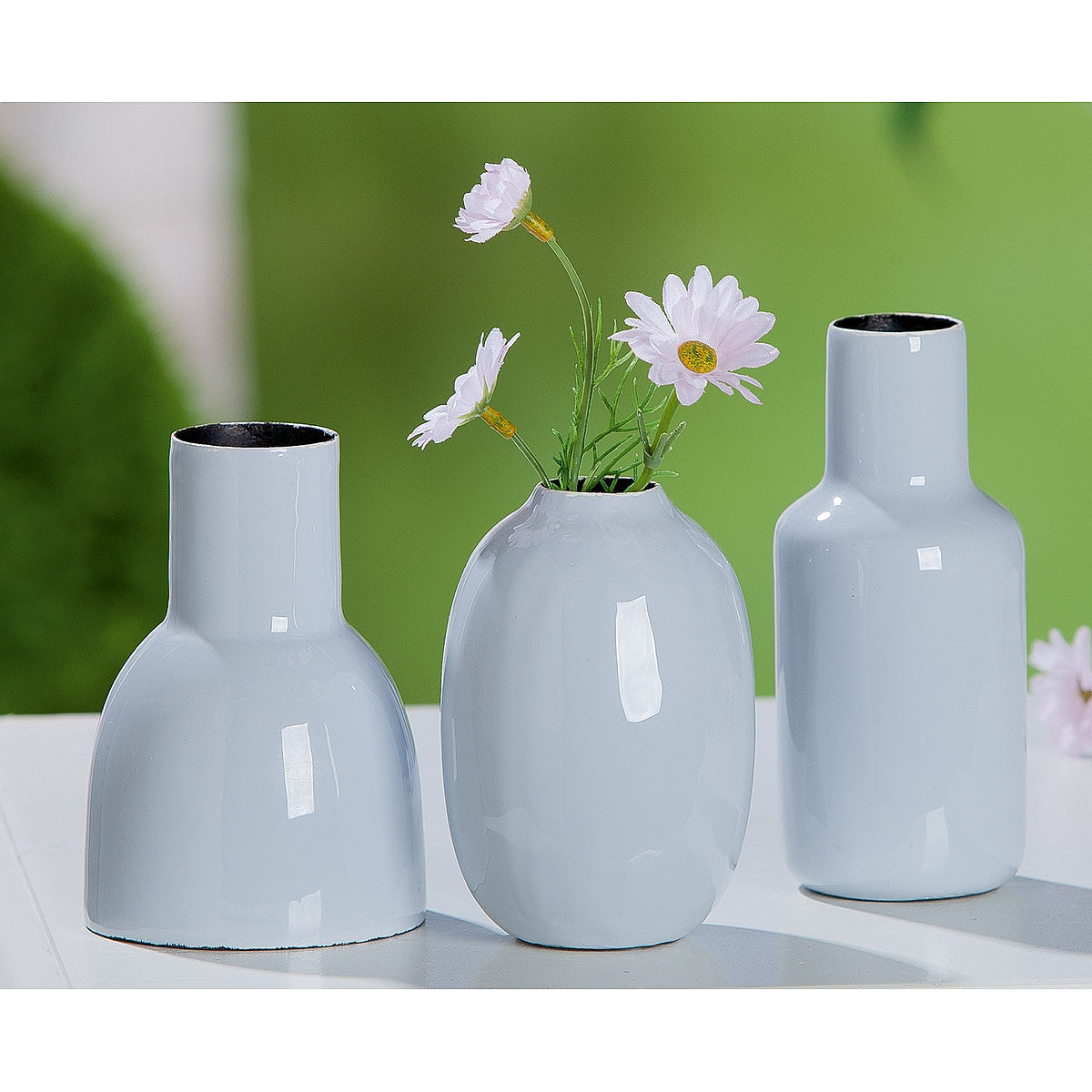 Βάζο Ανοιχτό Μπλε Μέταλλο 6.5x7.5x11.5cm Σε 3 Σχέδια - Hippiehome.gr