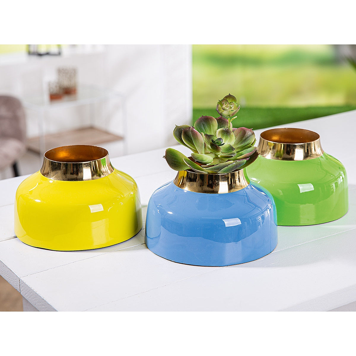 Βάζο ArteLibre Χαμηλό Μέταλλο 10.5cm Σε 3 Χρώματα - Hippiehome.gr