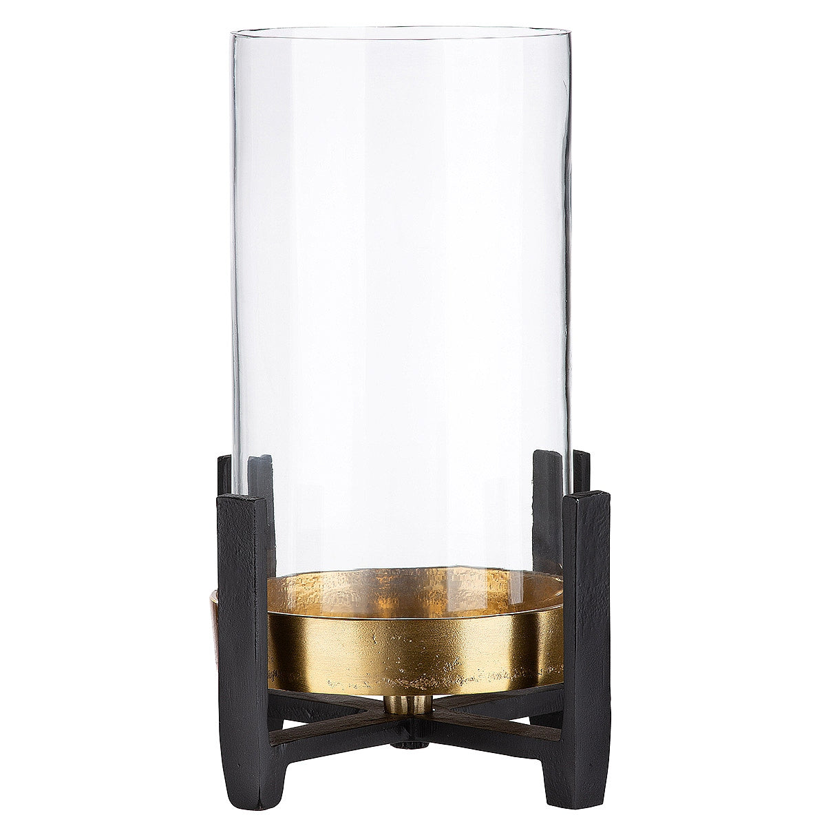 Φανάρι ArteLibre Διάφανο/Χρυσό Γυαλί/Αλουμίνιο/Ξύλο 18.5x19x27.5cm - Hippiehome.gr