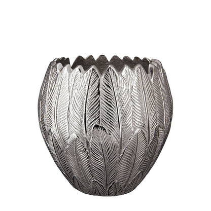 Βάζο ArteLibre Φτερά Ασημί Αλουμίνιο 21.5cm - Hippiehome.gr