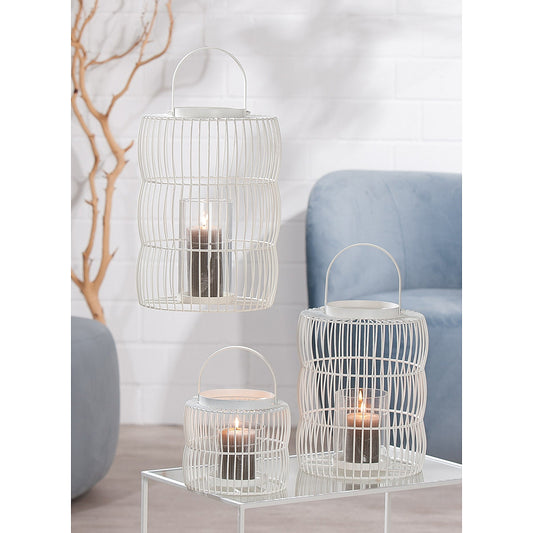 Φανάρι ArteLibre Κλουβί Λευκό Μέταλλο 23cm - Hippiehome.gr