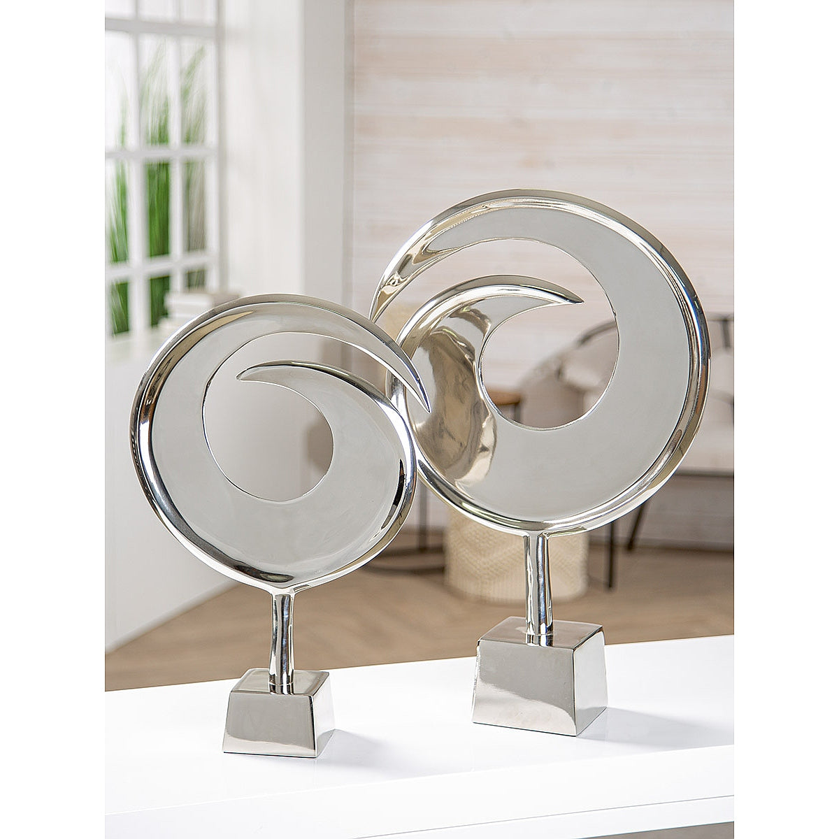 Διακοσμητικό ArteLibre Γυριστό Ασημί Αλουμίνιο 9x29x39cm - Hippiehome.gr