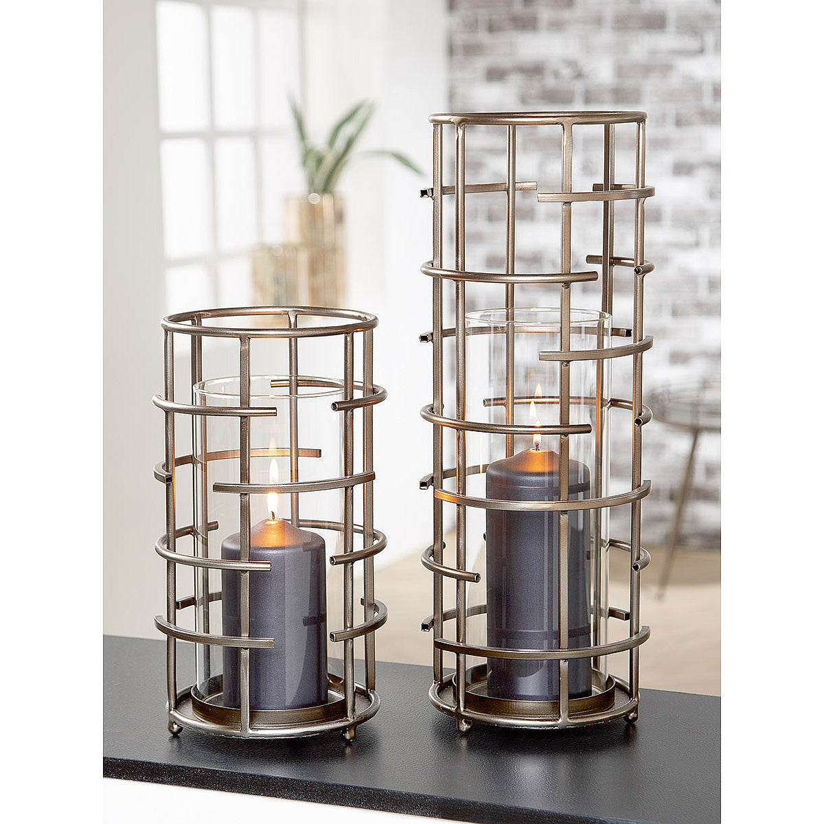 Φανάρι ArteLibre Σαμπανί/Διάφανο Μέταλλο/Γυαλί 46.5cm - Hippiehome.gr