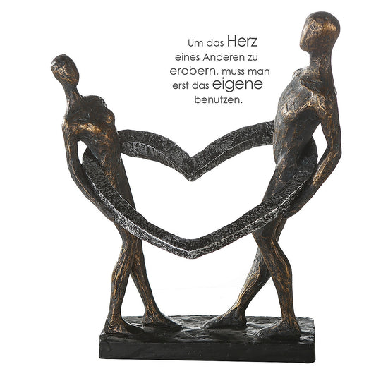 Διακοσμητικό ArteLibre Φιγούρες Κρατούν Καρδιά Μπρονζέ/Ασημί Polyresin 13x26x31cm - Hippiehome.gr