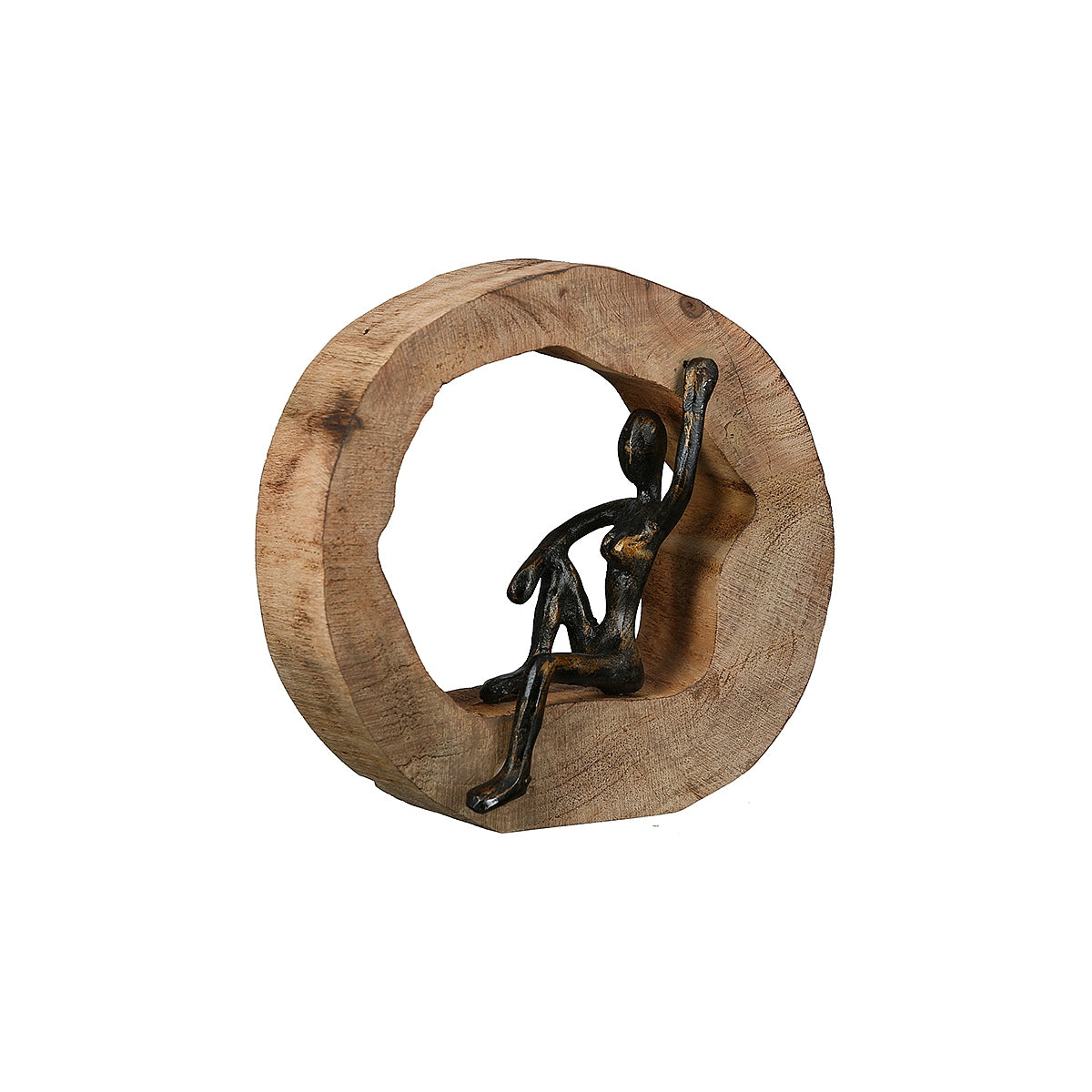 Διακοσμητικό ArteLibre Φιγούρα Σε Κύκλο Μπρονζέ/Φυσικό Αλουμίνιο/Ξύλο 7x19x19cm Σε 3 Σχέδια - Hippiehome.gr