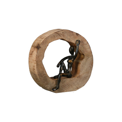 Διακοσμητικό ArteLibre Φιγούρα Σε Κύκλο Μπρονζέ/Φυσικό Αλουμίνιο/Ξύλο 7x19x19cm Σε 3 Σχέδια - Hippiehome.gr
