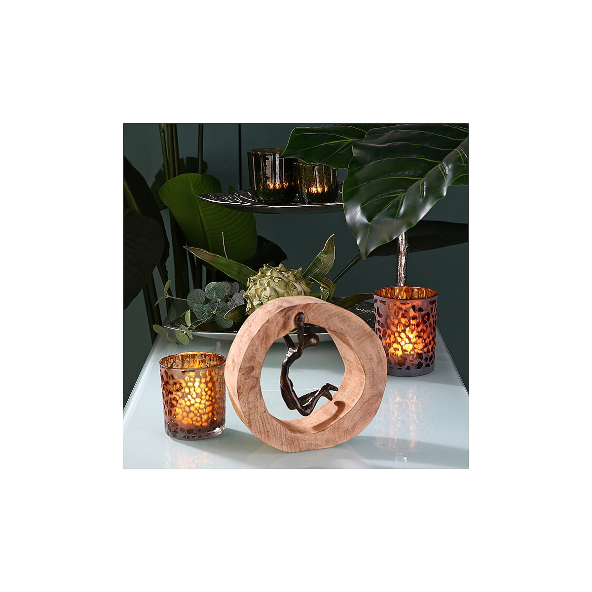 Διακοσμητικό ArteLibre Φιγούρα Σε Κύκλο Μπρονζέ/Φυσικό Αλουμίνιο/Ξύλο 7x19x19cm Σε 3 Σχέδια - Hippiehome.gr