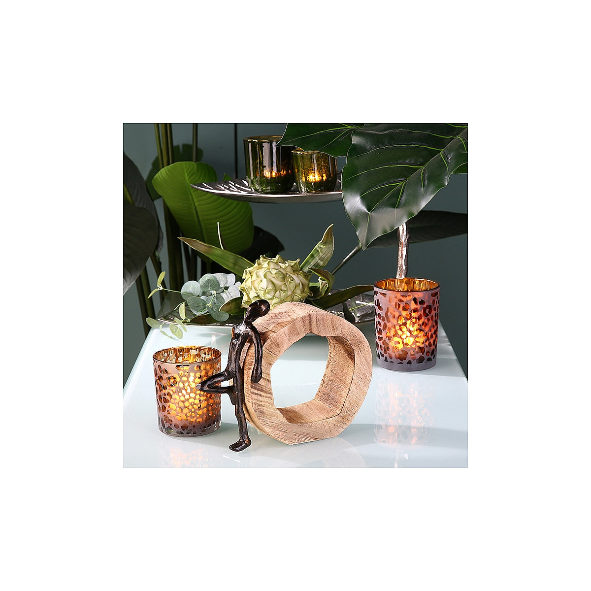 Διακοσμητικό ArteLibre Φιγούρα Σε Κύκλο Μπρονζέ/Φυσικό Αλουμίνιο/Ξύλο 7x19x19cm Σε 3 Σχέδια - Hippiehome.gr