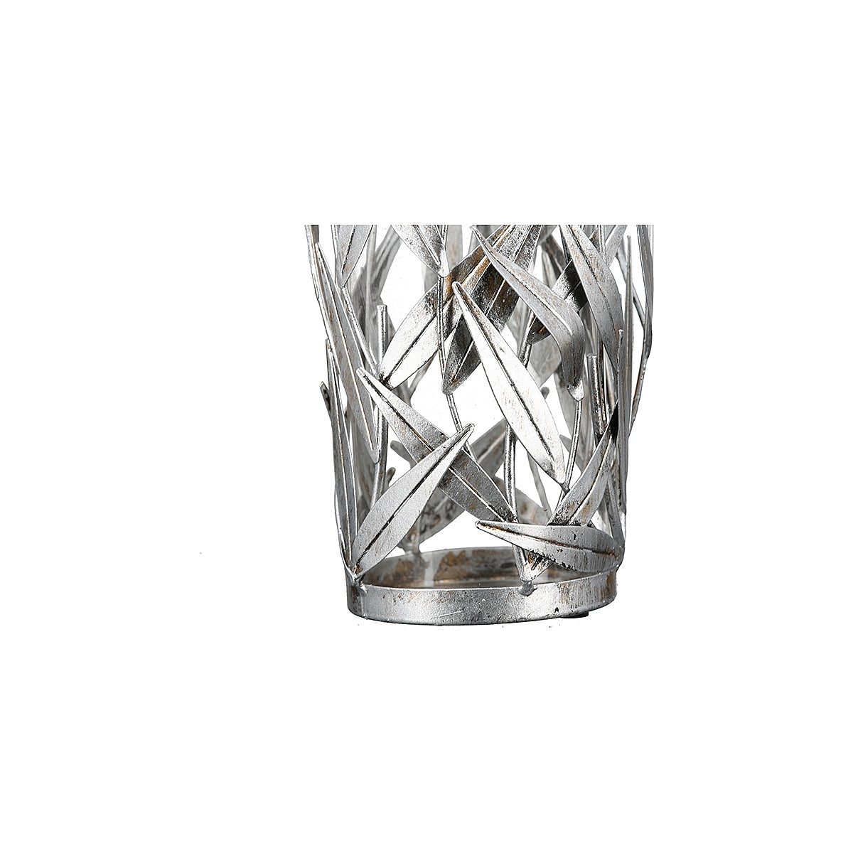 Κηροπήγιο ArteLibre Φυλλωσιά Αντικέ Ασημί Μέταλλο 43cm - Hippiehome.gr