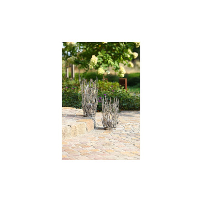 Κηροπήγιο ArteLibre Φυλλωσιά Αντικέ Ασημί Μέταλλο 43cm - Hippiehome.gr