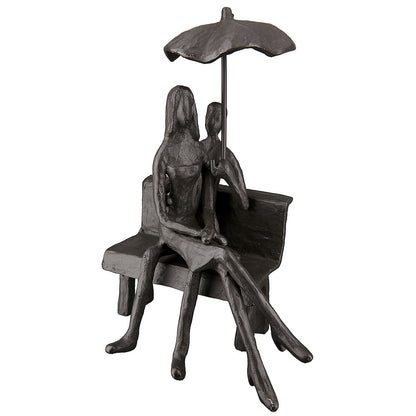 Διακοσμητικό ArteLibre Ζευγάρι Σε Παγκάκι Καφέ Μέταλλο 12x14x19cm - Hippiehome.gr